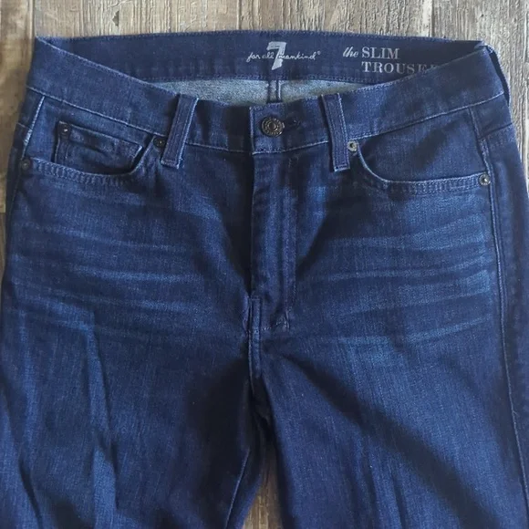 7FAMK Seven For All Mankind "the Slim Trouser" jeans flares sz 28x33.5L like new